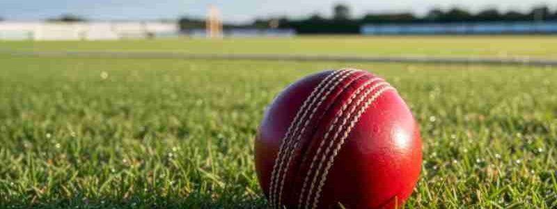 Close-up of a vibrant red cricket ball on a grass field, ideal for sports themes., tags: england - pexel
